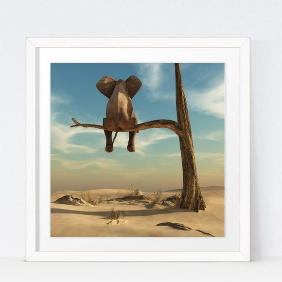 Elephant Stands On Tree Branch