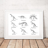 Dinosaur Chart List Boys Wall Art